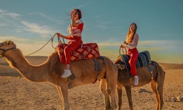 Girls on camel in Morocco.