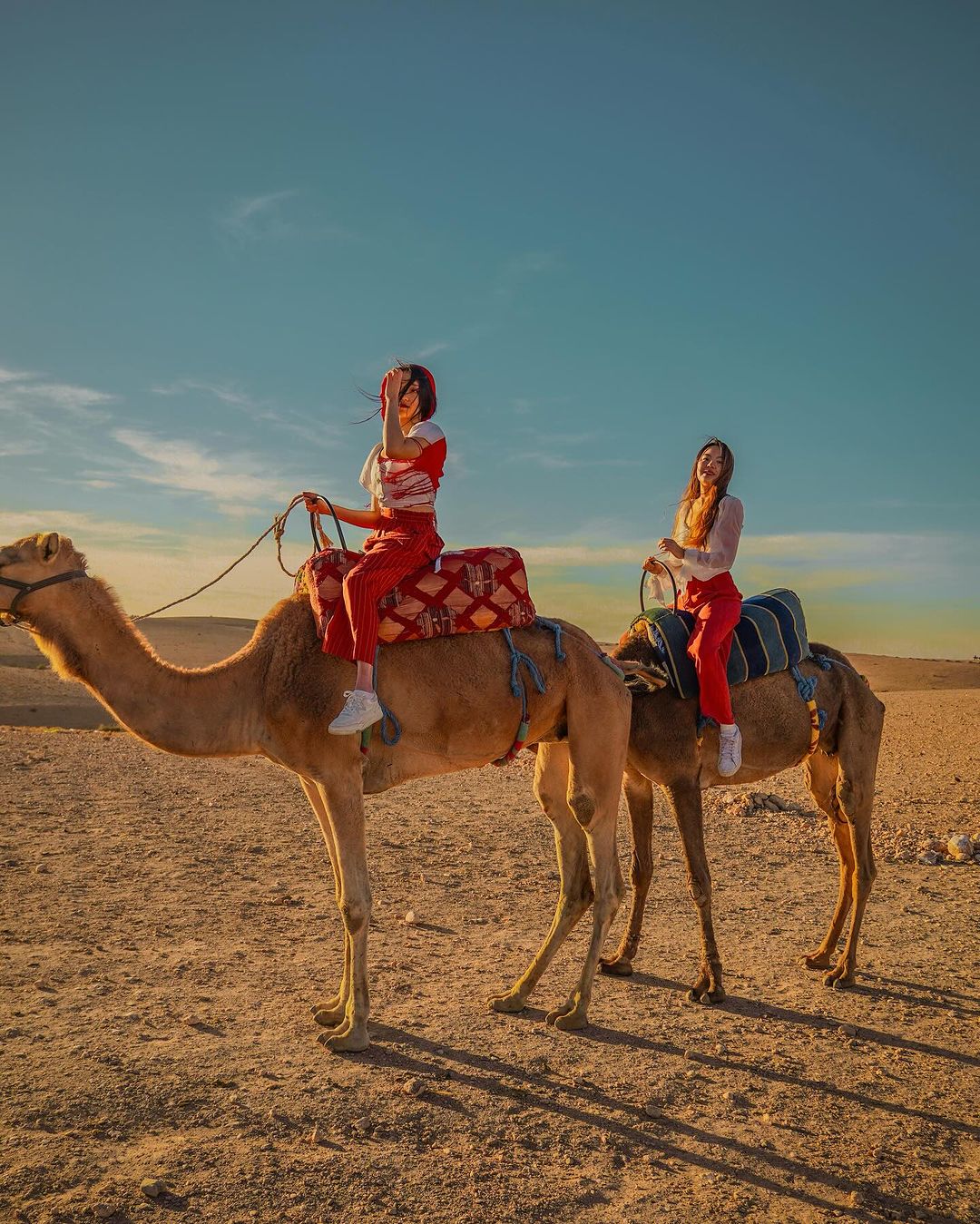 Girls on camel in Morocco.